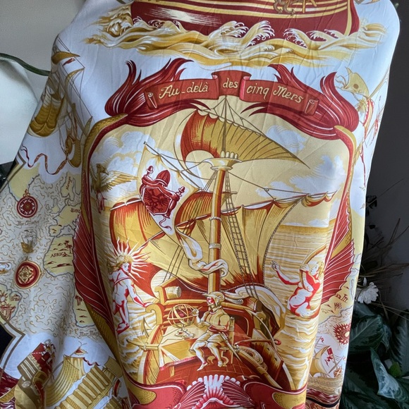 Hermès Au Dela Des Cinq Mers Silk Scarf. - Picture 1 of 16
